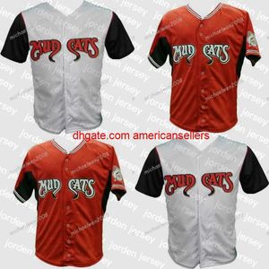 Jerseys de béisbol para hombre Carolina Mudcats naranja blanco personalizado doble cosido camisas