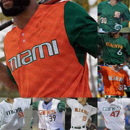 Baseball jerseys Nieuw college honkbal draagt 2021 Miami Hurricanes Baseball Jerseys Ryan Braun Yasmani Grandal Alex Fernandez Adrian del Castillo Raymond Gil