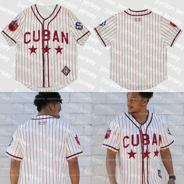 Baseball-Trikots, neu, College-Baseball trägt Big Boy Cuban Stars Centennial Heritage Baseball-Trikot, weiße rote vertikale Streifen, 100 % gestickt, Name gestickt, Numb