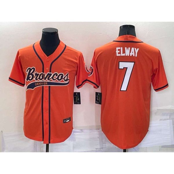 Baseball Jerseys New Rugby Co Kits Kits Mustang 7 # Elway 3 # Cardigan Broidered Jersey