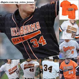 Camisetas de béisbol Oklahoma State Cowboys Hueston Morrill Christian Funk Carson McCusker Peyton Battenfield 46 Jordy Mercer blanco negro naranja