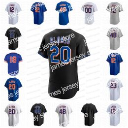 Maillots de baseball Pete Alonso Francisco Alvarez Brandon Nimmo Daniel Vogelbach Max Scherzer Francisco Lindor Jeff McNeil Starling Marte Jacob deGrom McCann