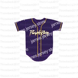 Jerseys de béisbol Prince Tribute Tribute Purple Rain Baseball Jersey con Patch Custom Your Name Número de película Jersey