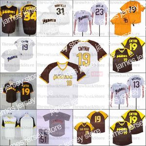 Camisetas de béisbol Béisbol retro 1946 y 1978 Camiseta local 34 DEDOS 31 WINFIFLD 19 GWYNN BLANCO