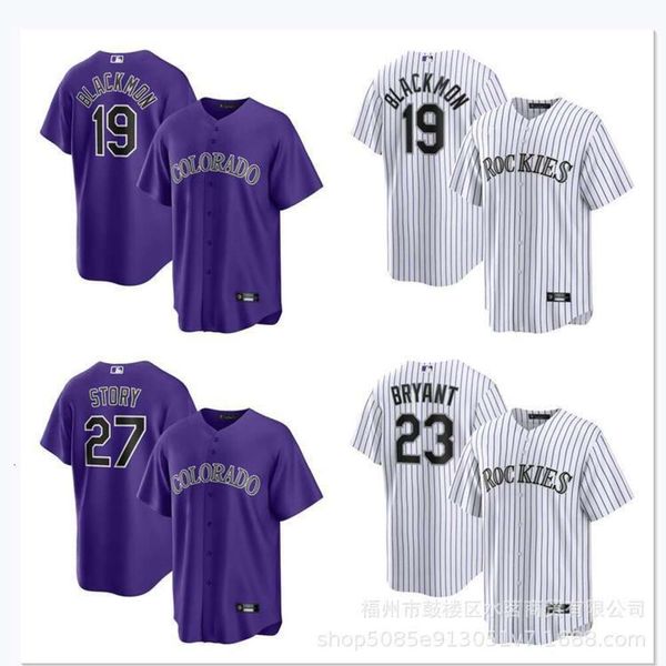 Jerseys de béisbol Montañas Rocky Blackmon#-19 Bryantwxw23 Purple White Player Jersey