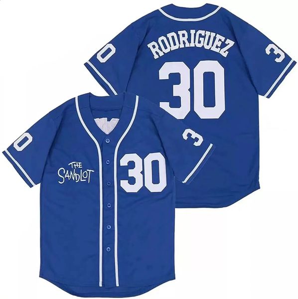 Maillots de Baseball THE Sandlot 30 ROORIGUEZ Jersey tout cousu bleu retour 240122