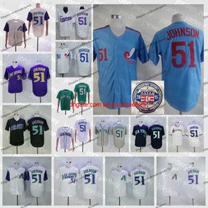 Maillots de baseball Vintage 2015 Temple de la renommée des Expos de Montréal 51 Randy Johnson Cheap Pinstripe White Blue Johns