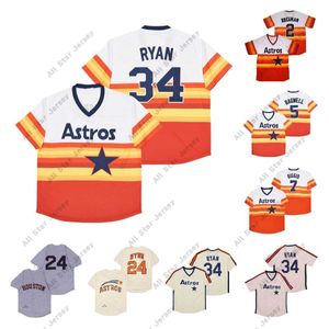 Maillots de baseball Vintage Nolan Ryan Baseball Jersey 1969 1971 1980 Home Away Rainbow Grey Cream Pullover Button Sitched Jersey