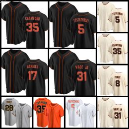 Maillots de baseball portent 35 Brandon Crawford 5 Mike Yastrzemski 7 Davis Thairo Estrada Mitch Haniger Camilo Doval Logan Webb Taylor Rogers