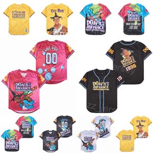 Baseball Moive 1996 EIGHT BALL RACING Jersey DONT BE A MENACE 00 Loc Doc All Cousu Team Noir Blanc Jaune Rose Cool Base Cooperstown Retro University Uniforme Hommes