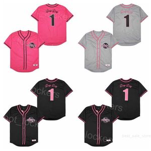 Béisbol Moive Pinkys Records Discos Jerseys PRÓXIMO VIERNES 1 DÍA DÍAS EN GRIS Negro Rosa Equipo Todo cosido Cool Base Cooperstown Retro University Sport Transpirable