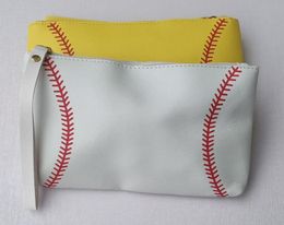 Honkbal Softbal Patroon Sport PU-leer Make-uptas Cosmetische tassen met ritssluiting Toilettas voor dames Meisjes1624830