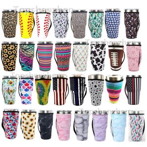 Drinkware Handle 32 Design Print 30oz Reutilizable Ice Coffee Cup Funda de manga Neopreno Mangas aisladas Titular Estuche Bolsas Bolsa para 32oz Vaso Taza Botella de agua