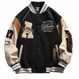 Baseball Uniforme Veste Hommes Lettre Brodée Streetwear Varsity Vestes Vintage Harajuku Casual Collège Printemps Automne Unisexe 11WX #