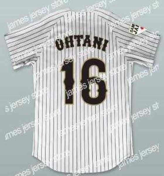 Baseball Vintage Mens Shohei Ohtani Japon Samurai Pinstriped Baseball Jerseys Blanc Black 11 Hokkaido Nippon Ham Fighters Stitche9077805