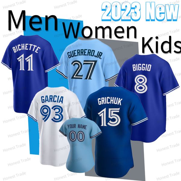 Baseball Vladimir Guerrero Jr Jersey Yimi Garcia Jose Berrios Matt Chapman Chad Green 40 Chris Bassitt Bo Bichette Personnalisé Bleu Hommes Femmes Jeunes Jersey Chemises Cousues