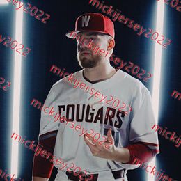 Baseball Washington State Cougars Baseball Jersey Personnalisé Cousu Mens Jack Smith Kyle Russell Justin Van de Brake Kodie Kolden Bryce Matthews WSU