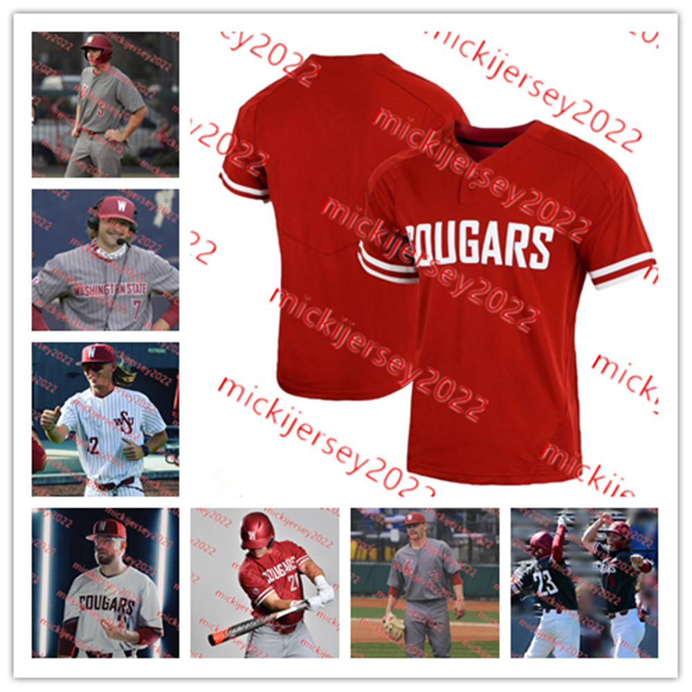 Honkbal draagt ​​WSU College Baseball Jersey op maat gemaakte William Sierra Kolby Kmetko Owen Leonard Matt Erickson Keith Jones State Cougars Jerseys Men