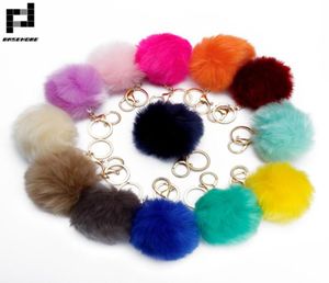 Keychains de trunket de basehome Kelechandes Faux Fur Keychain y chaînes de clés pondes Pom Pom Keychain (Gold Color Chain) 2120337