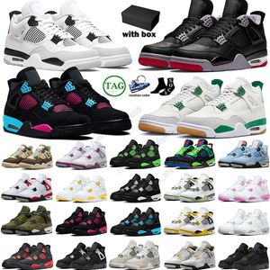 4S heren basketbalschoenen 4 Designer Women Militaire Zwart Cat Pine Green Gefokte opnieuw bedacht vuur Red Thunder University Blue Cacao Wow Jumpmans Sports sneakers met doos