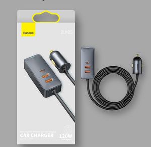 Chargeurs de voiture Baseus 120W Type C Charge rapide pour iPhone 12 Pro Xiaomi Samsung Téléphone portable PD QC 3.0 Chargeur USBC