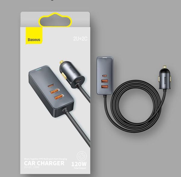 Cargadores de coche Baseus 120W tipo C carga rápida para iPhone 12 Pro Xiaomi Samsung teléfono móvil PD QC 3,0 cargador USBC