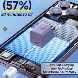 BASEUS 30W GAN LADING Kop Intelligente temperatuurregeling voor iPhone15Promax Typec -pluglaadkit PD Fast LaGing -kabel