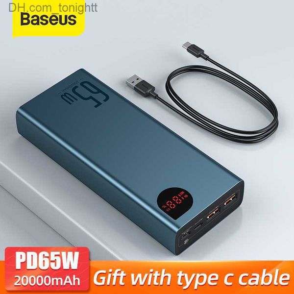 Baseus 65W batterie externe 20000mAh Powerbank Portable Charge rapide QC 4.0 3.0 chargeur de Charge rapide batterie pauvre pour iPhone 12 Q230826