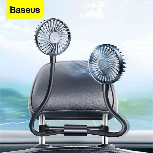 Baseus-acondicionador giratorio de 360 grados para coche, doble cabezal, refrigeración para asiento delantero y trasero, Mini ventilador USB de 12V