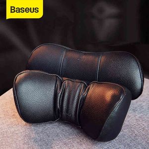 Baseus-almohada para coche, almohadas de cuero PU + algodón con memoria, cojín para descanso del coche, accesorios para reposacabezas de cuello de viaje