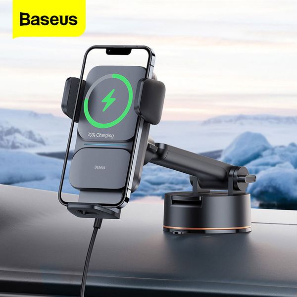 Baseus Car Wireless Phone Charger Holder Stand Qi 15W Fast Charge Phone GPS Support Air Vent Mount para iPhone 14 13 Pro Max Plus