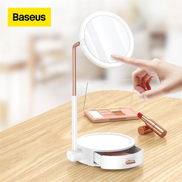 Baseus LED Miroir Cosmétique Lumières Portable Maquillage Lumière Coiffeuse Tactile Stepless Gradateur Lampe De Stockage Loupe 220509