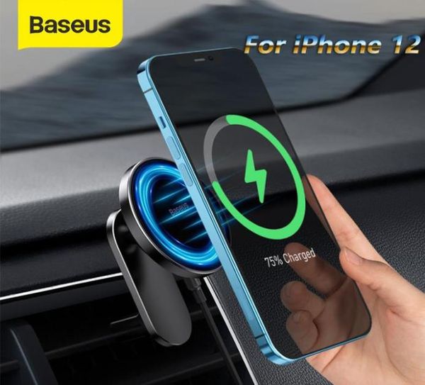 Chargeur sans fil de voiture magnétique BaseUS pour iPhone 12 Pro Max Wireless Charging Car Chargeur Téléphone Porte-air Évent de montage Air Évent de support7987553