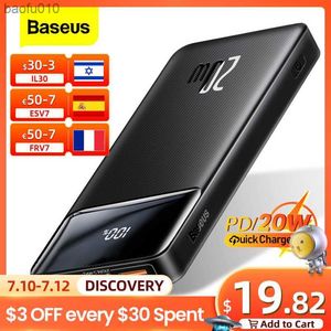 Baseus Power Bank 20000mAh Portable Charger Powerbank 10000mAh External Battery PD 20W Fast Charging For iPhone Xiaomi PoverBank L230712