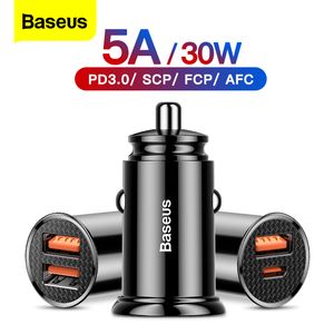 BASEUS Snelle lading 4.0 3.0 USB voor iPhone Xiaomi Huawei QC4.0 QC3.0 QC Auto Type C PD FAST CAR Mobiele telefoon oplader