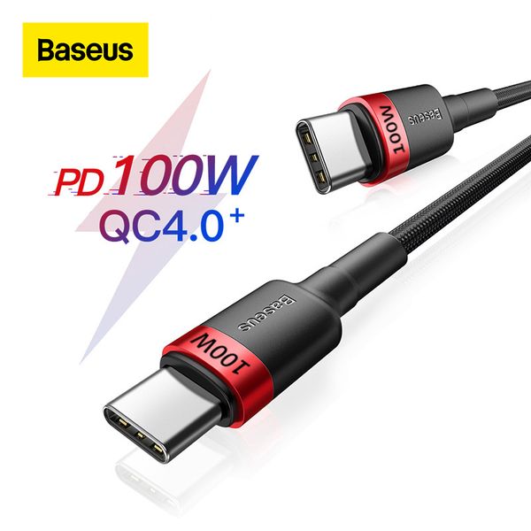 Cable Baseus USB C a tipo C para MacBook Pro Quick Charge 4.0 100W PD Carga rápida para Samsung Xiaomi mi 10 Cables de carga