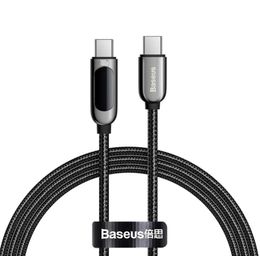 BASEUS USB Type C Kabels 100W 5A Snel Laadkabel voor Xiaomi Huawei Type-C Mobiele Telefoongegevens USB-C LED Digitale Display Draad