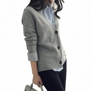 Basic Brief V Neck Cardigan Pull Femme Cardigans tricotés Noir Gris Beige S-2XL b5Ro #