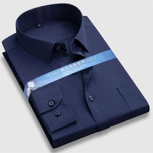 Basic Business Men Jurk Shirts Solid Color Stripe Twill Fashion Regular Fit Formele Werk Lange Mouw Smart Casual Shirt 220330