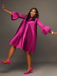 Robe décontractée de base Robe ample manches trois quarts surdimensionné jaune vert rose mode dames chic été automne robes robes 231101