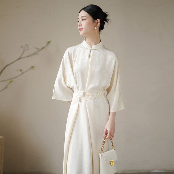 Vestidos casuales básicos 2023 mejora qipao primavera verano gota de agua soporte cuello cintura estilo chino vestido cheongsam diario 230911