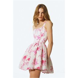Basic casual jurken 2023 Nieuwe dames slanke taille jurk bloemen rozenprint slip druppel levering kleding kleding dhank
