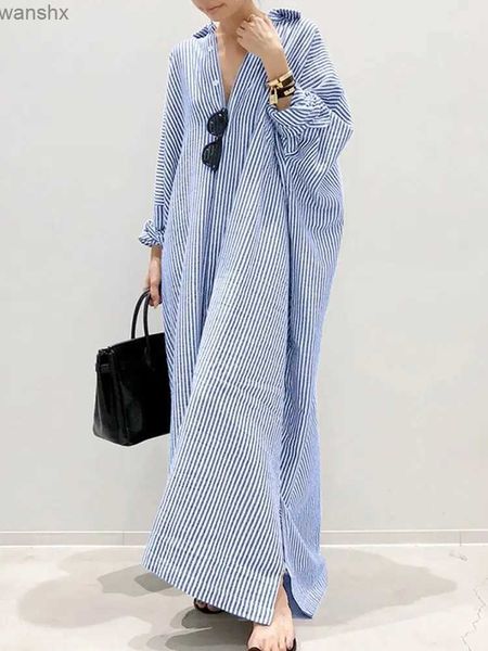 Robes décontractées de base 2023 Stripe imprimé Party Party Sundress Zanzea Autumn Bohemian Women Long Mancheve Robe Fashion Fashion Casual Vestidosl2404