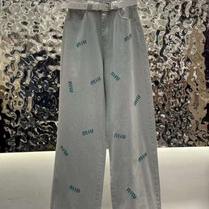 Basic casual jurken 24SS diamanten brief gewassen denimjeans een stijlvolle bovenlichaam tailleband