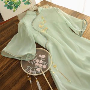 Basic Casual Jurken 5XL Grote maten dames Cheongsam-jurk Zomer Chinese traditionele stijl Oud kostuum Verbeterde Hanfu Retro vestidos 230911