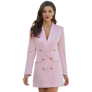 Vestidos casuales básicos Amandina Luxe Mujeres Damas Luxury Doble Blazed Blazer Blazer Syle Style Vestido 230815