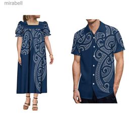 Robes décontractées basiques Robes décontractées de base Robe femme personnalisée MUMU robe polynésienne nouveau Design robe longue été décontracté hommes chemise Couple ensemble YQ240110