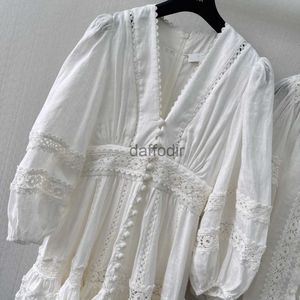 Vestidos casuales básicos Vestidos casuales básicos Vestido de ocio diseñado por un diseñador australiano Vestido de empalme blanco de lino primavera/verano 240304
