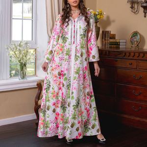 Vestidos casuales básicos con cuentas para la túnica árabe para mujer bahía floral marroquí ramadán eid musulmán dubai fiesta de fiesta 230815