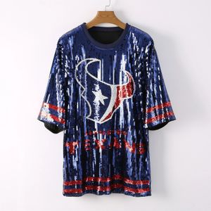 Robes décontractées de base Bleu Texan Game Day Chemise à paillettes Robe en jersey 231031